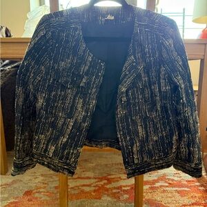 J. Crew Navy and White Textured Blazer